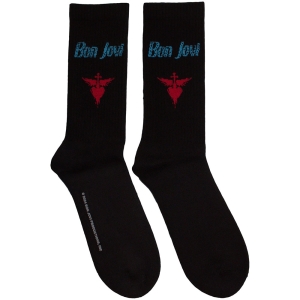 Bon Jovi - Dagger Heart Blue Logo Uni Bl Socks (Eu 40-45) in the group MERCHANDISE / Merch / Nyheter / Pop-Rock at Bengans Skivbutik AB (5629360)