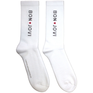 Bon Jovi - Heart Uni Wht Socks (Eu 40-45) in the group MERCHANDISE / Merch / Nyheter / Pop-Rock at Bengans Skivbutik AB (5629361)