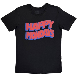 Happy Mondays - Wavy Logo Uni Bl T-Shirt in the group MERCHANDISE / T-shirt / Pop-Rock at Bengans Skivbutik AB (5641850r)