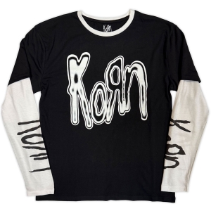 Korn - Metallic Logo Uni Bl/Wht Layered Longsleeve in the group MERCHANDISE / T-shirt / Nyheter / Hårdrock at Bengans Skivbutik AB (5643868r)