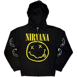 Nirvana - Yellow Happy Face Uni Bl Zip Hoodie in the group MERCHANDISE / Hoodies / Nyheter / Pop-Rock at Bengans Skivbutik AB (5643875r)