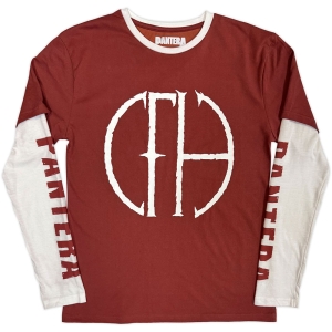 Pantera - Frayed Logo Uni Red/Wht Layered Longsleeve in the group MERCHANDISE / T-shirt / Nyheter / Hårdrock at Bengans Skivbutik AB (5643878r)
