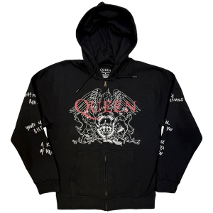 Queen - Logo & Crest Outline Uni Char Zip Hoodie in the group MERCHANDISE / Hoodies / Nyheter / Pop-Rock at Bengans Skivbutik AB (5643881r)