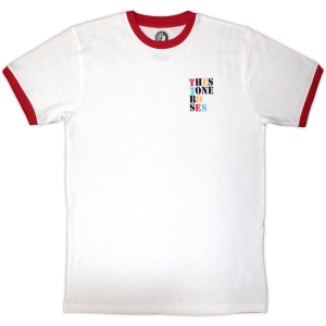 Stone Roses - Side Text Ringer Uni Wht T-Shirt in the group MERCHANDISE / T-shirt / Nyheter / Pop-Rock at Bengans Skivbutik AB (5643896r)