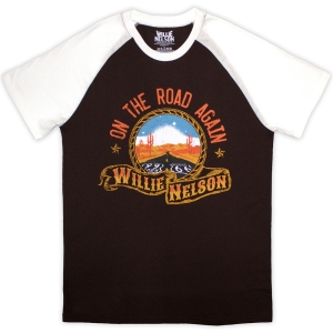 Willie Nelson - Route 66 Uni Brown/Wht Raglan in the group MERCHANDISE / T-shirt / Nyheter / Country at Bengans Skivbutik AB (5643897r)