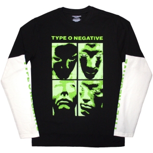 Type O Negative - Faces Uni Bl/Wht Layered Longsleeve  (L) in the group MERCHANDISE / T-shirt / Heavy Metal at Bengans Skivbutik AB (5644766)