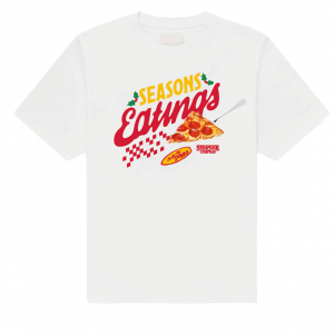 Stranger Things - Season Of Eating Pizza Uni Wht T-Shirt in the group MERCHANDISE / T-shirt / Kommande / Film-Musikal at Bengans Skivbutik AB (5649141r)