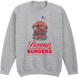 Stranger Things - Benny’S Burger Uni Grey Sweatshirt in the group MERCHANDISE / Hoodies / Kommande / at Bengans Skivbutik AB (5649154r)