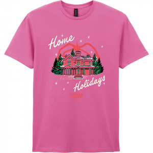 Stranger Things - Home Holidays Uni Pink T-Shirt in the group MERCHANDISE / T-shirt / Kommande / Film-Musikal at Bengans Skivbutik AB (5649179r)