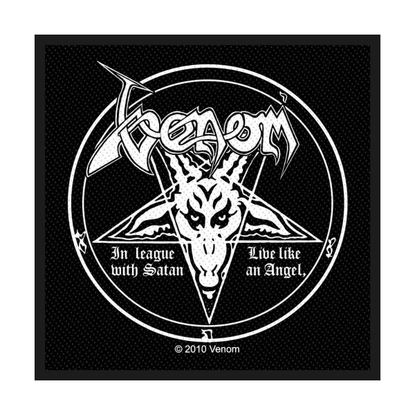 Venom - Standard Woven Patch: In League With Satan in the group OUR PICKS / Friday Releases / 2026-04-10 at Bengans Skivbutik AB (5663919)