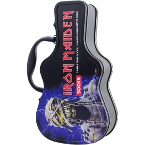 Iron Maiden - Logos Guitar Tin Uni 3-Pack Socks in the group MERCHANDISE / Strumpor /  /  at Bengans Skivbutik AB (5667746)