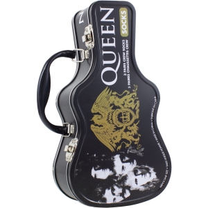 Queen - Logos Guitar Tin Uni 3-Pack Socks in the group MERCHANDISE / Strumpor /  /  at Bengans Skivbutik AB (5667772)