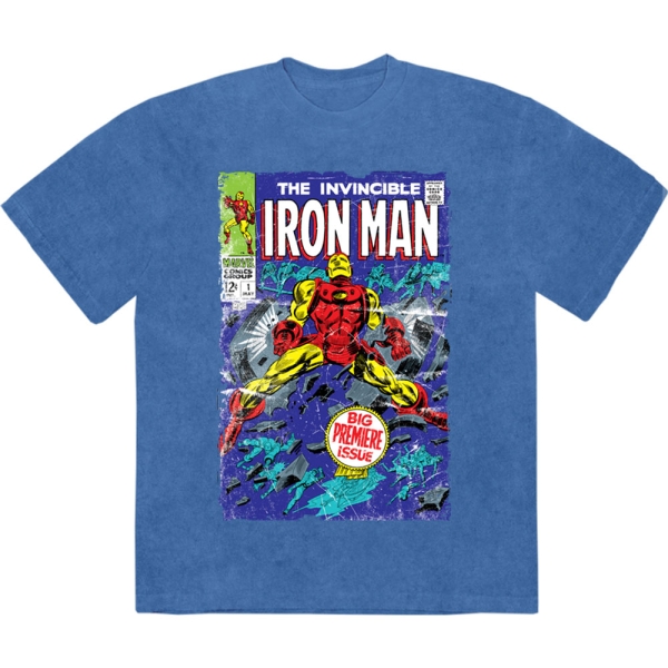 Marvel Comics - The Invincible Iron Man Stone Wash Uni Denim T-Shirt in the group MERCHANDISE / T-shirt / Nyheter / Film-Musikal at Bengans Skivbutik AB (5674015r)