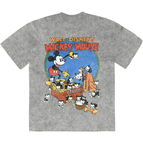 Disney - Mickey Cat Basket Stone Wash Uni Grey T-Shirt in the group MERCHANDISE / T-shirt / Nyheter / Film-Musikal at Bengans Skivbutik AB (5674028r)