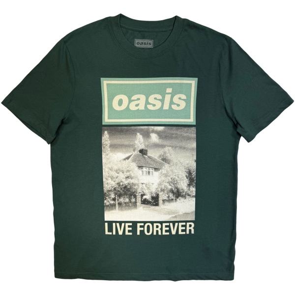 Oasis - Live Forever Single Cover T-Shirt Green T-Shirt in the group MERCHANDISE / T-shirt / Nyheter / Pop-Rock at Bengans Skivbutik AB (5674029r)