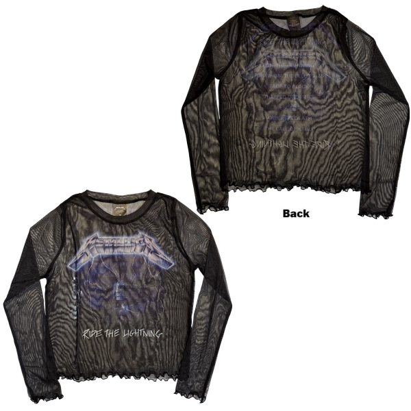 Metallica - Ride The Lightning Lady Bl Mesh Crop T-Shirt in the group MERCHANDISE / T-shirt / Nyheter / Hårdrock at Bengans Skivbutik AB (5674536r)