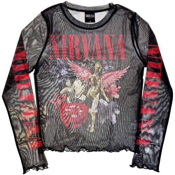 Nirvana - In Utero Vintage Collage Lady Bl Mesh Crop T-Shirt in the group MERCHANDISE / T-shirt / Nyheter / Pop-Rock at Bengans Skivbutik AB (5674540r)