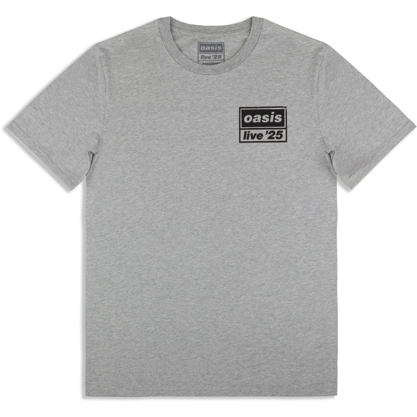 Oasis - Live 25 Distressed Lockup Pocket Grey T-Shirt in the group MERCHANDISE / T-shirt / Nyheter / Pop-Rock at Bengans Skivbutik AB (5674559r)
