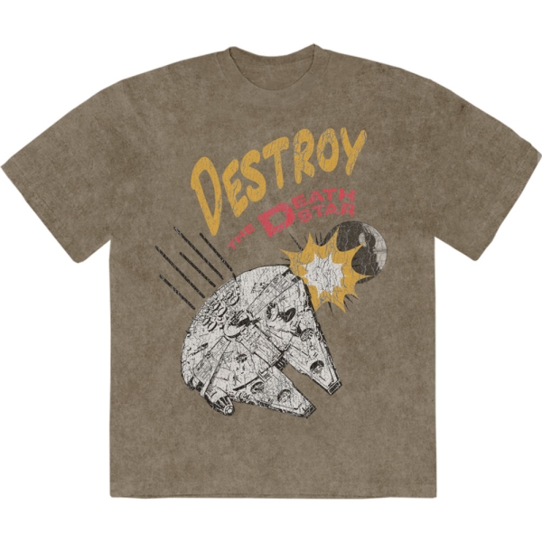 Star Wars - Destroy Death Star Stone Wash Uni Green T-Shirt in the group MERCHANDISE / T-shirt / Nyheter / Film-Musikal at Bengans Skivbutik AB (5674600r)