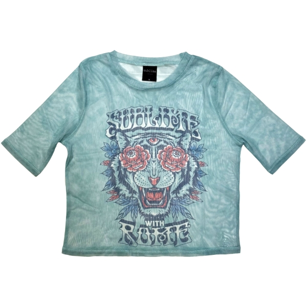 Sublime - With Rome Lady Lht Blue Mesh Crop T-Shirt in the group MERCHANDISE / T-shirt / Nyheter / Punk at Bengans Skivbutik AB (5674605r)
