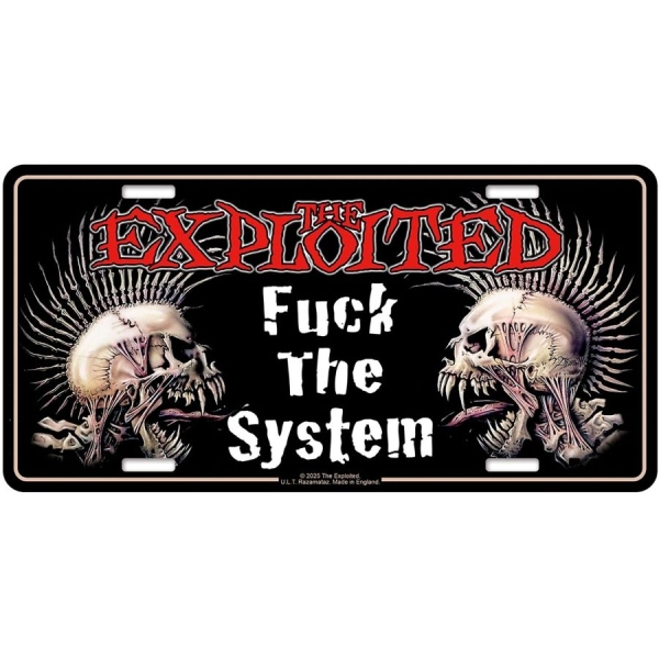 Exploited The - Number Plate Fuck The System (30,5 in the group MERCH / Collectibles / License plates at Bengans Skivbutik AB (5676500)