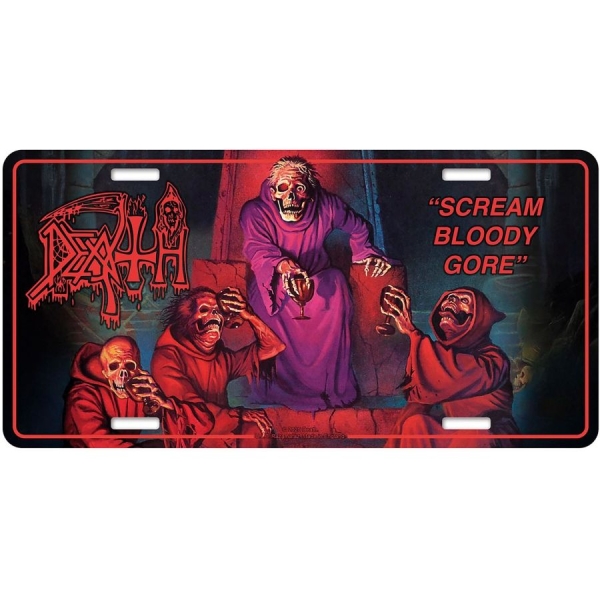 Death - Number Plate Scream Bloody Gore (30 in the group MERCH / Collectibles / License plates at Bengans Skivbutik AB (5676505)