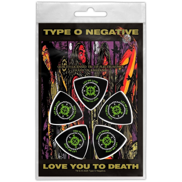 Type O Negative - Tri-Tip Plectrum Pack: Love You To Death in the group MERCHANDISE / Merch / Kommande / Hårdrock at Bengans Skivbutik AB (5676572)