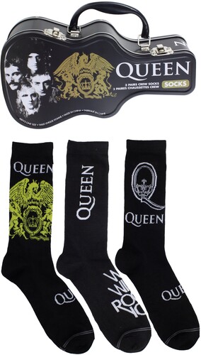 Queen - Crew Socks (3 Pack Collector Guitar Shape Tin) in the group MERCHANDISE / Strumpor / Pop-Rock at Bengans Skivbutik AB (5680197)