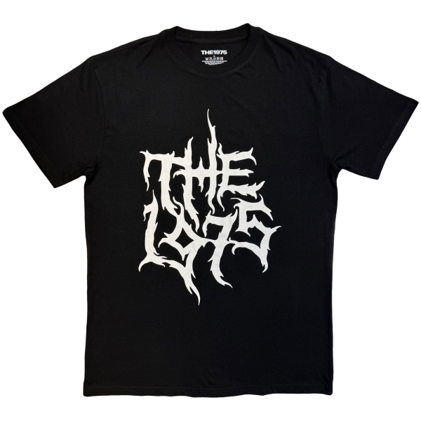 The 1975 - Metal Logo Mono Uni Bl T-Shirt in the group MERCHANDISE / T-shirt / Kommande / Pop-Rock at Bengans Skivbutik AB (5680720r)