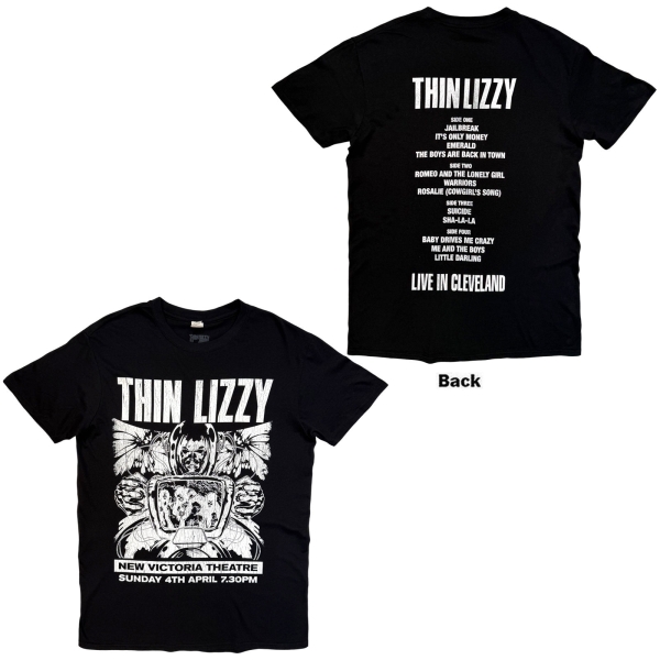 Thin Lizzy - Jailbreak Flyer Cleveland 76 Uni Bl T-Shirt in the group MERCHANDISE / T-shirt / Kommande / Hårdrock at Bengans Skivbutik AB (5680796r)