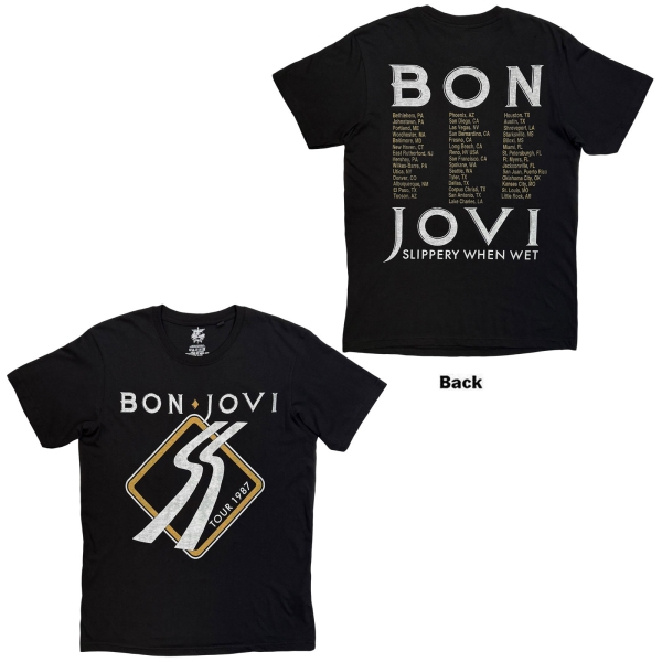Bon Jovi - Slippery When Wet 87 Uni Bl T-Shirt in the group MERCHANDISE / T-shirt / Kommande / Hårdrock at Bengans Skivbutik AB (5681152r)