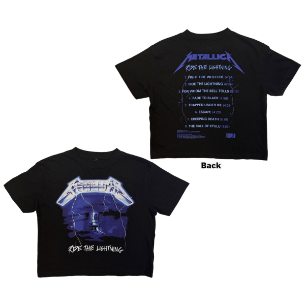 Metallica - Ride The Lightning Lady Bl Crop Top in the group MERCHANDISE / T-shirt / Kommande / Pop-Rock at Bengans Skivbutik AB (5681170r)