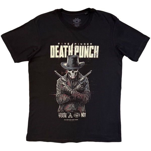 Five Finger Death Punch - Crossed Pistols Full Colour Uni Bl T-Shirt in the group MERCHANDISE / T-shirt / Nyheter / Hårdrock at Bengans Skivbutik AB (5683368r)