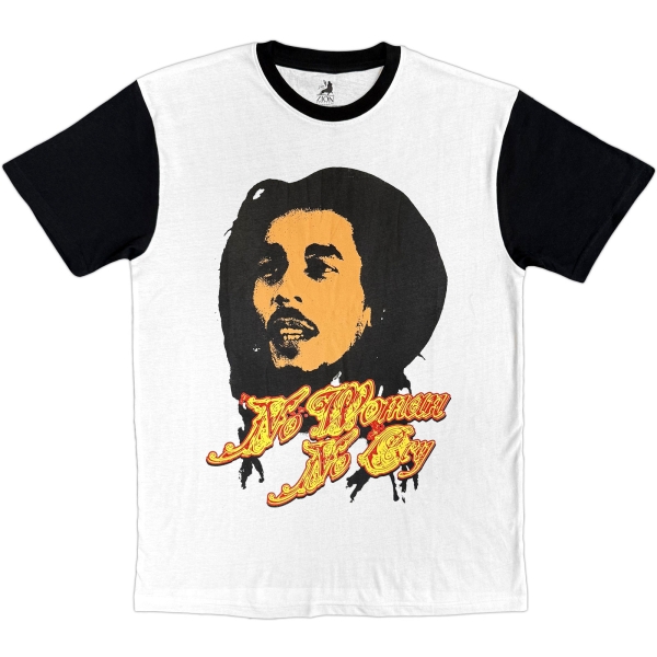 Bob Marley - No Woman Uni Wht/Bl Raglan T-Shirt in the group MERCH / Clothing / T-shirts at Bengans Skivbutik AB (5685413r)