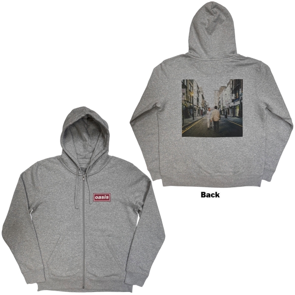 Oasis - What's The Story Red Logo Uni Grey Zip Hoodie in the group MERCH / Clothing / Hoodies at Bengans Skivbutik AB (5685498r)