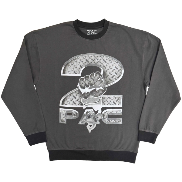 2Pac - Steel Logo Uni Grey Sweatshirt in the group MERCHANDISE / Sweatshirt / / at Bengans Skivbutik AB (5692969r)