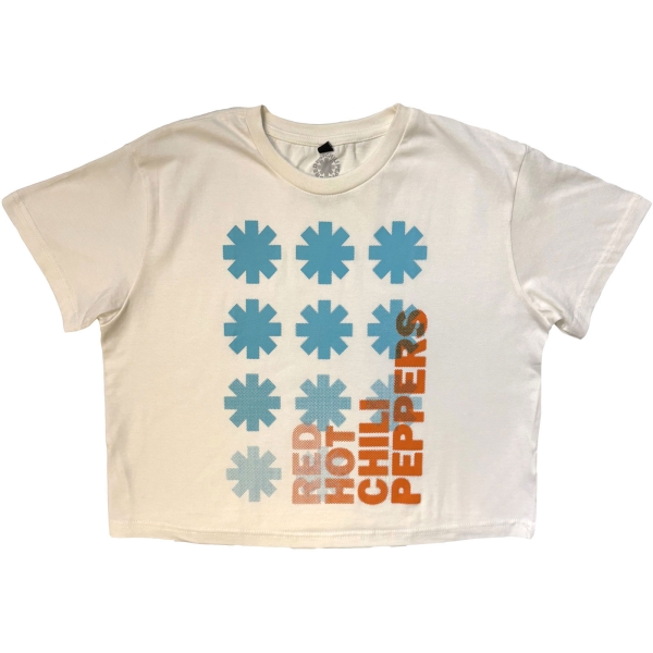 Red Hot Chili Peppers - Gradient Logo Stone Wash Lady Wht Crop Top in the group MERCHANDISE / T-shirt / Nyheter / Pop-Rock at Bengans Skivbutik AB (5693020r)