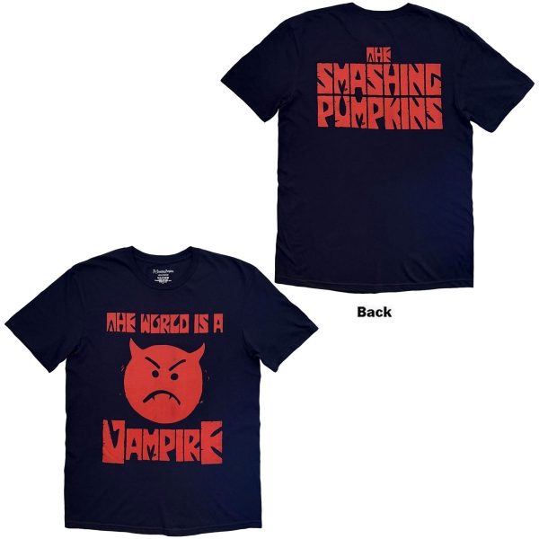 The Smashing Pumpkins - Red Face Vampire Uni Navy T-Shirt in the group MERCHANDISE / T-shirt / Nyheter / Pop-Rock at Bengans Skivbutik AB (5695046r)