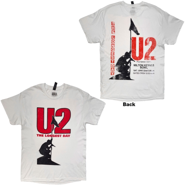 U2 - The Longest Day Uni Wht T-Shirt in the group MERCHANDISE / T-shirt / Nyheter / Pop-Rock at Bengans Skivbutik AB (5695050r)