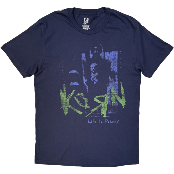 Korn - Life Is Peachy Green/Purple Uni Navy T-Shirt in the group MERCH / Clothing / T-shirts at Bengans Skivbutik AB (5695334r)