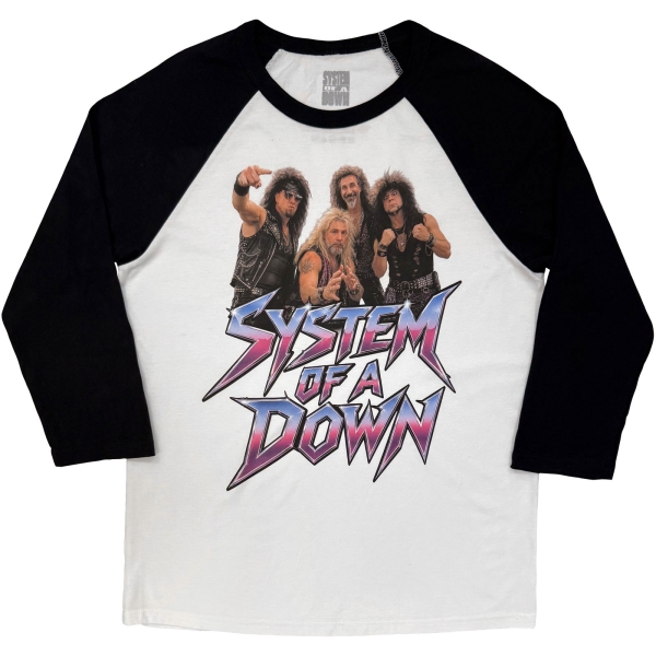 System Of A Down - Hair Metal Tour 26 Uni Wht/Bl Raglan in the group MERCHANDISE / T-shirt / Nyheter / Hårdrock at Bengans Skivbutik AB (5695348r)
