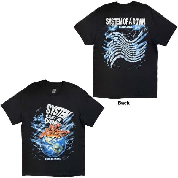 System Of A Down - Hand/Globe Tour 26 Uni Bl T-Shirt in the group MERCHANDISE / T-shirt / Nyheter / Hårdrock at Bengans Skivbutik AB (5695352r)