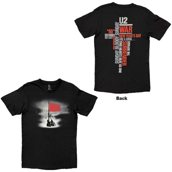 U2 - War Guitars & Red Flag Uni Bl T-Shirt in the group MERCH / Clothing / T-shirts at Bengans Skivbutik AB (5695359r)