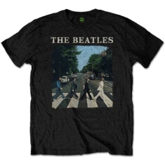Beatles - T-shirt - Abbey Road & Logo (Kids Black) (5-6 år)