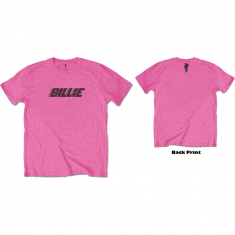 Billie Eilish -  Unisex Tee Pink - Racer Logo & Blohsh (Back Print) (XL)