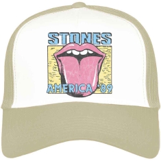The Rolling Stones - The Rolling Stones Unisex Mesh Back Cap: America '89 Tour Map (sand & white)