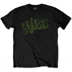 Genesis - Vintage Logo Green (X-Large) Unisex Black T-Shirt