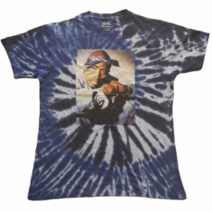 Tupac - Photo Swirl Wash Collection (Medium) Ladies Blue T-Shirt