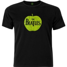 The beatles - Unisex Embellished T-Shirt: Apple Logo (Green Sparkle Gel) (Large)
