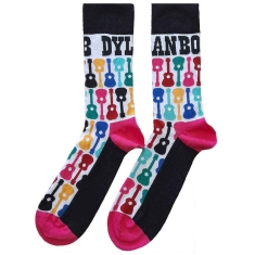 Bob Dylan - Guitar Pattern Uni Wht Socks (Eu 40-45)